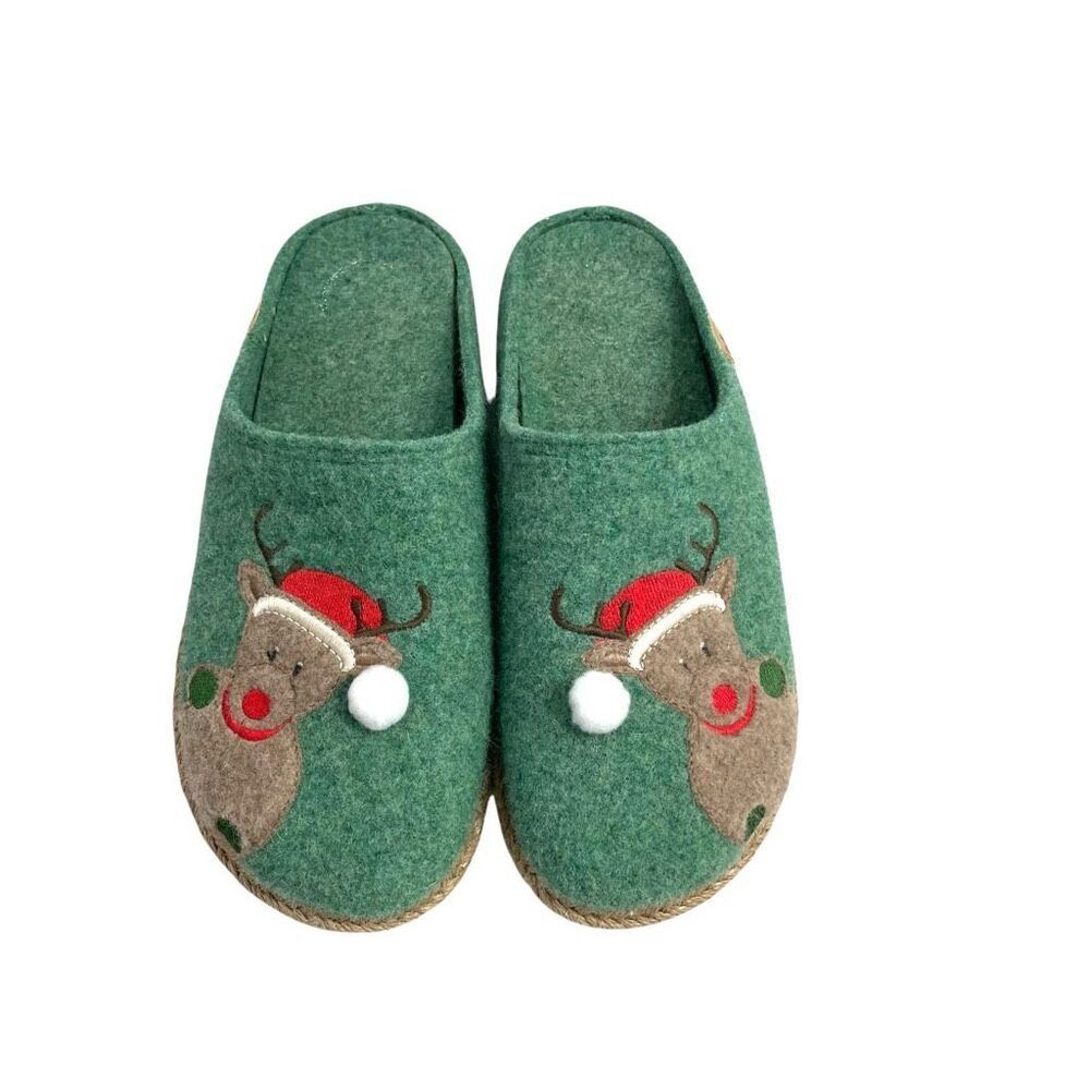 Toni Pons wool felted Noel reindeer slide slippers  Size 41‎ Christmas Holiday